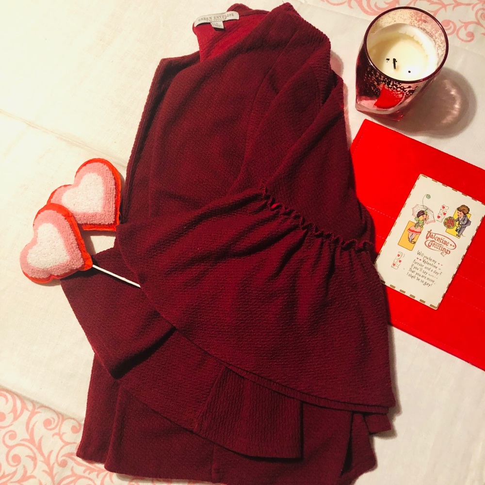 Dark red cardigan